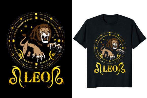 Leo Zodiac Graphic T-Shirt Design: Roar with Retro Style